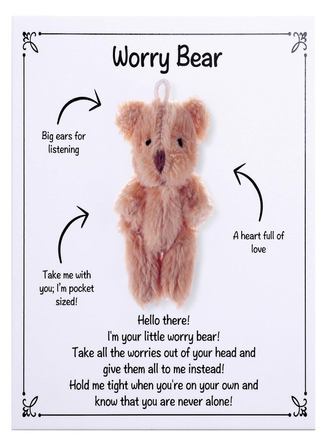 Aesnefe Worry Bear, Pocket Plush Bear Hug, Anxiety Relief Gifts for Men Women, Small Gifts for Mental Health, Thinking Of You Gift, Comforting Gift for Son Daughter Back to School, Khaki - Image 1